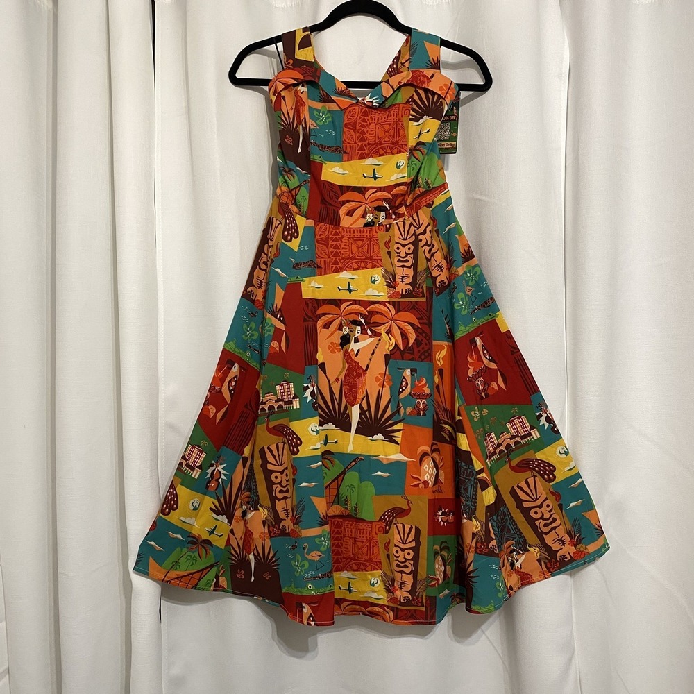 Park Candy‎ Tiki-A-Go-Go Sweetheart Swing Dress Small NWT Multicolor
